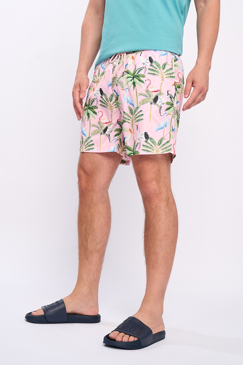 Lee Cooper Pantaloni scurti de baie cu model tropical si talie ajustabila - Pled.ro