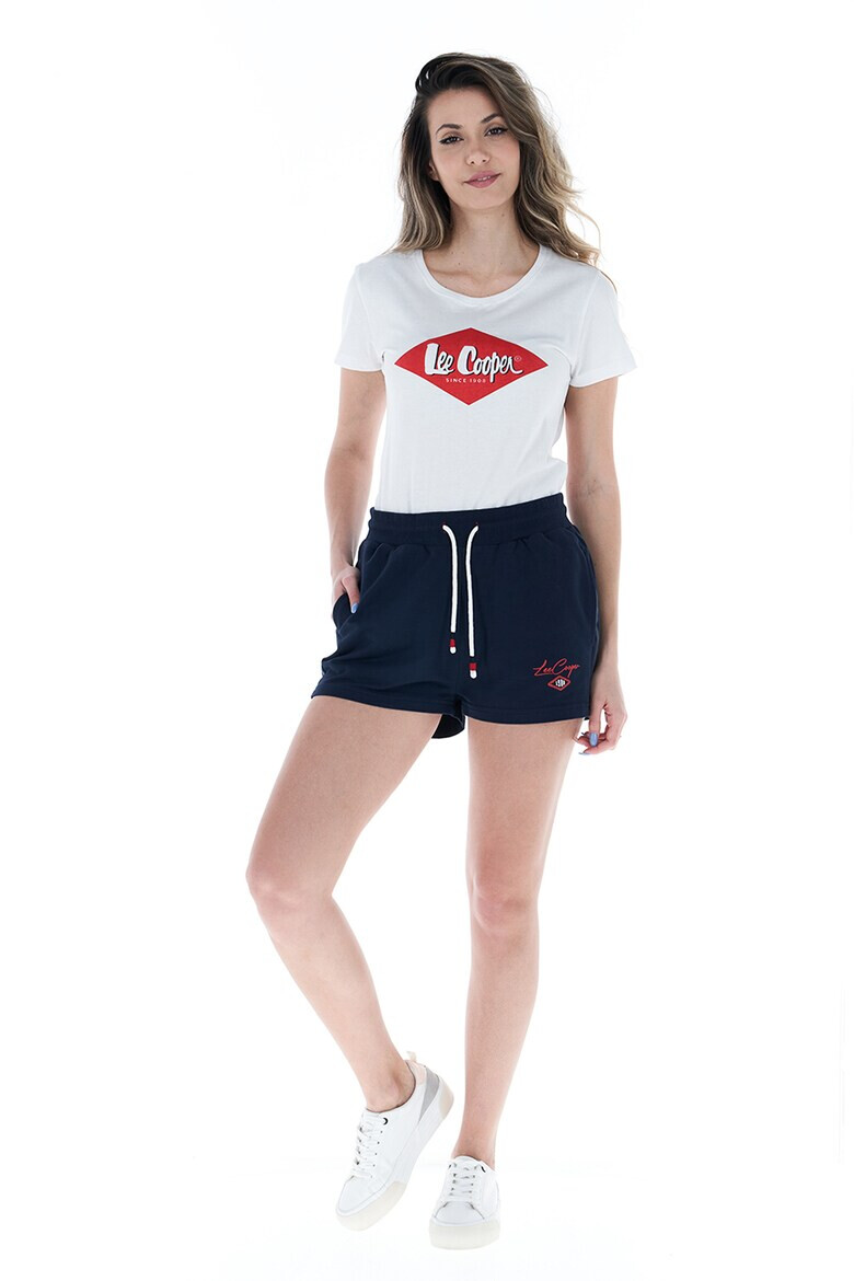 Lee Cooper Pantaloni scurti din jerseu cu talie inalta si imprimeu logo discret - Pled.ro