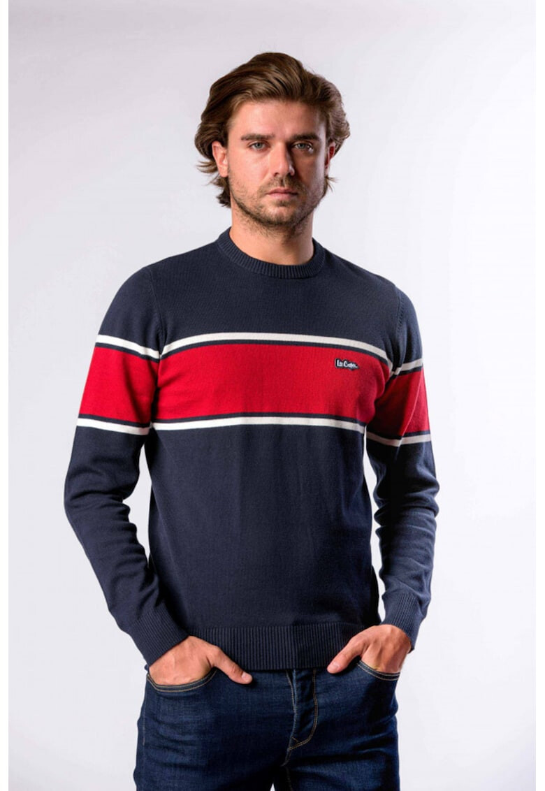 Lee Cooper Pulover cu decolteu la baza gatului si logo brodat - Pled.ro