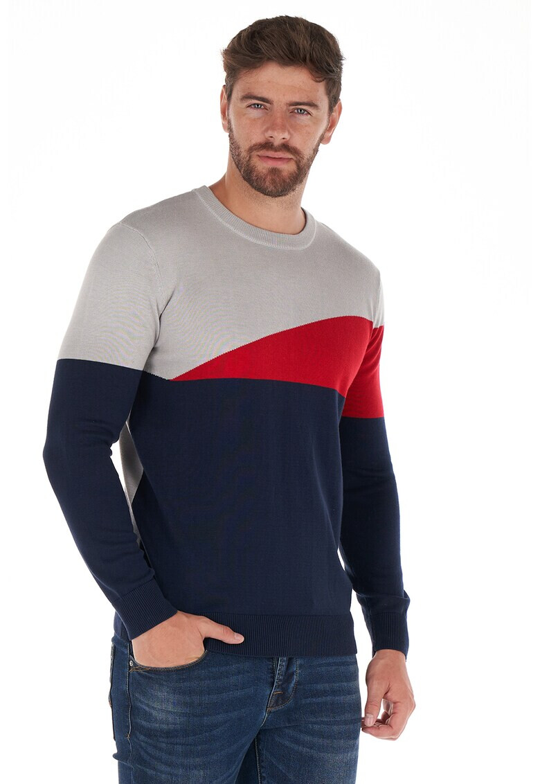 Lee Cooper Pulover cu decolteu la baza gatului si model colorblock - Pled.ro