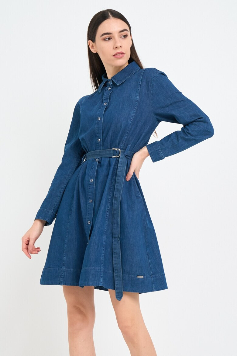 Lee Cooper Rochie-camasa evazata din denim cu o curea - Pled.ro