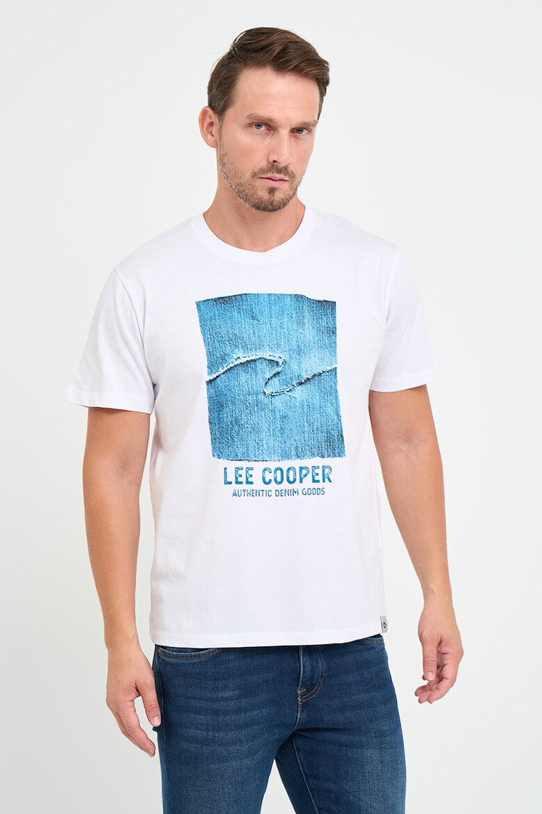 Lee Cooper Tricou barbat cu imprimeu grafic si logo Alb - Pled.ro