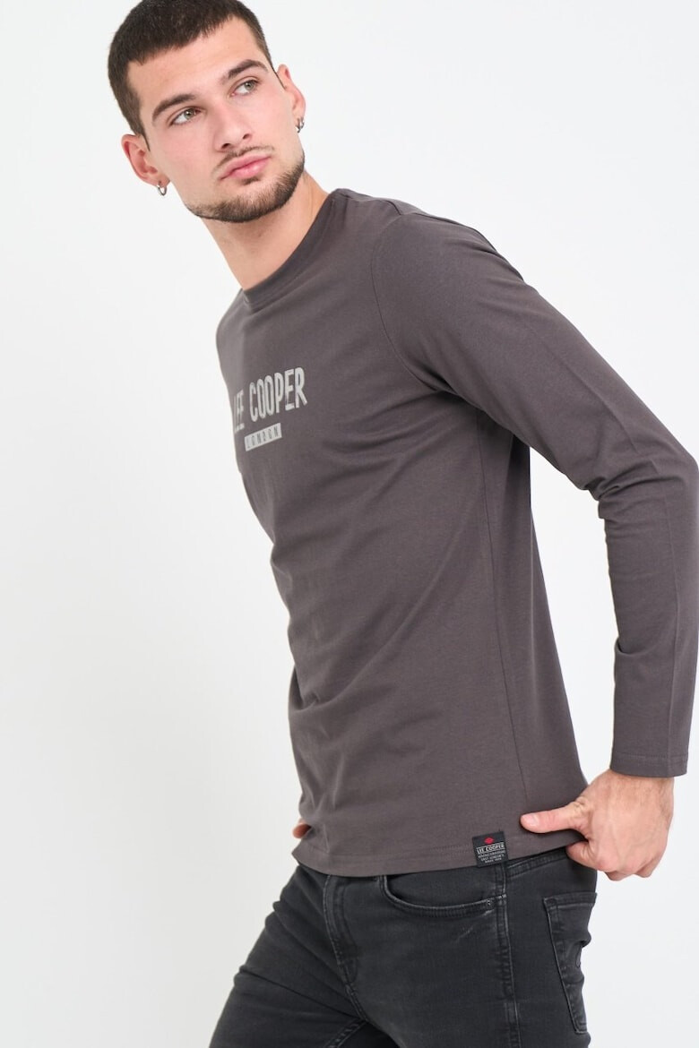 Lee Cooper Tricou barbat cu maneca lunga cu imprimeu logo Maro - Pled.ro