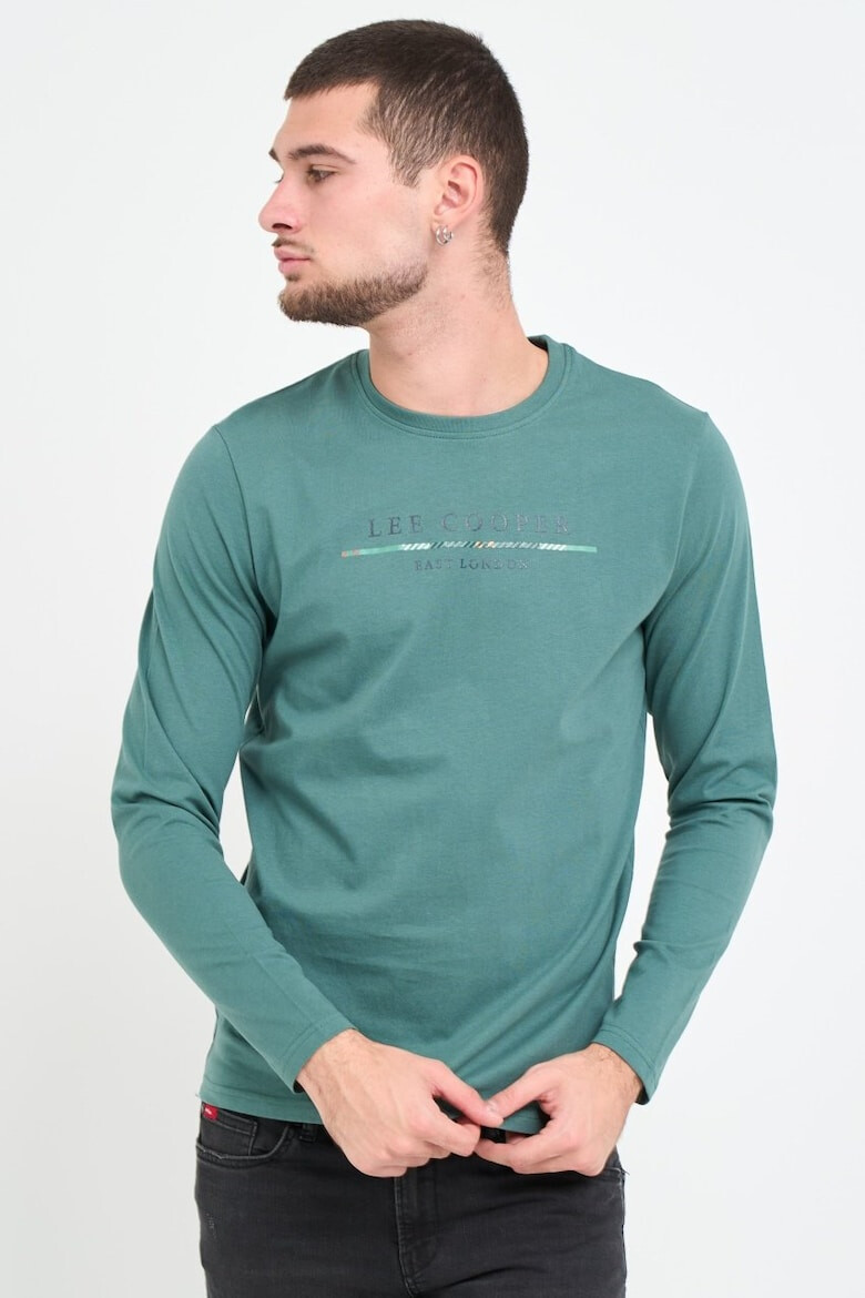 Lee Cooper Tricou barbat cu maneca lunga cu imprimeu logo Verde - Pled.ro