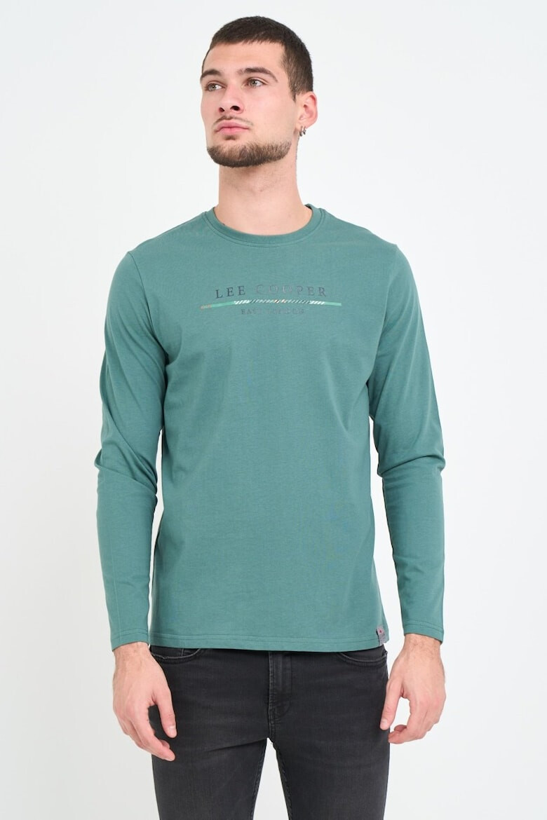 Lee Cooper Tricou barbat cu maneca lunga cu imprimeu logo Verde - Pled.ro