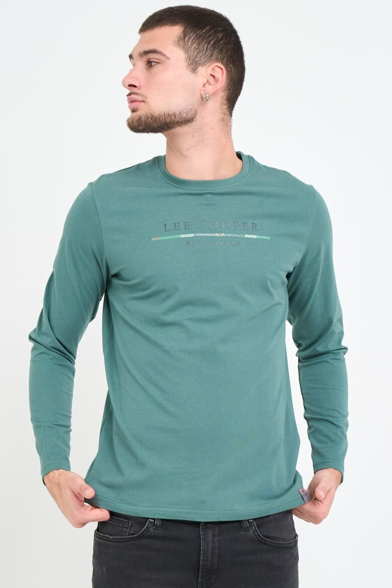 Lee Cooper Tricou barbat cu maneca lunga cu imprimeu logo Verde - Pled.ro