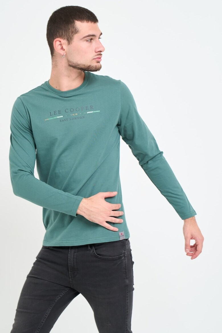 Lee Cooper Tricou barbat cu maneca lunga cu imprimeu logo Verde - Pled.ro