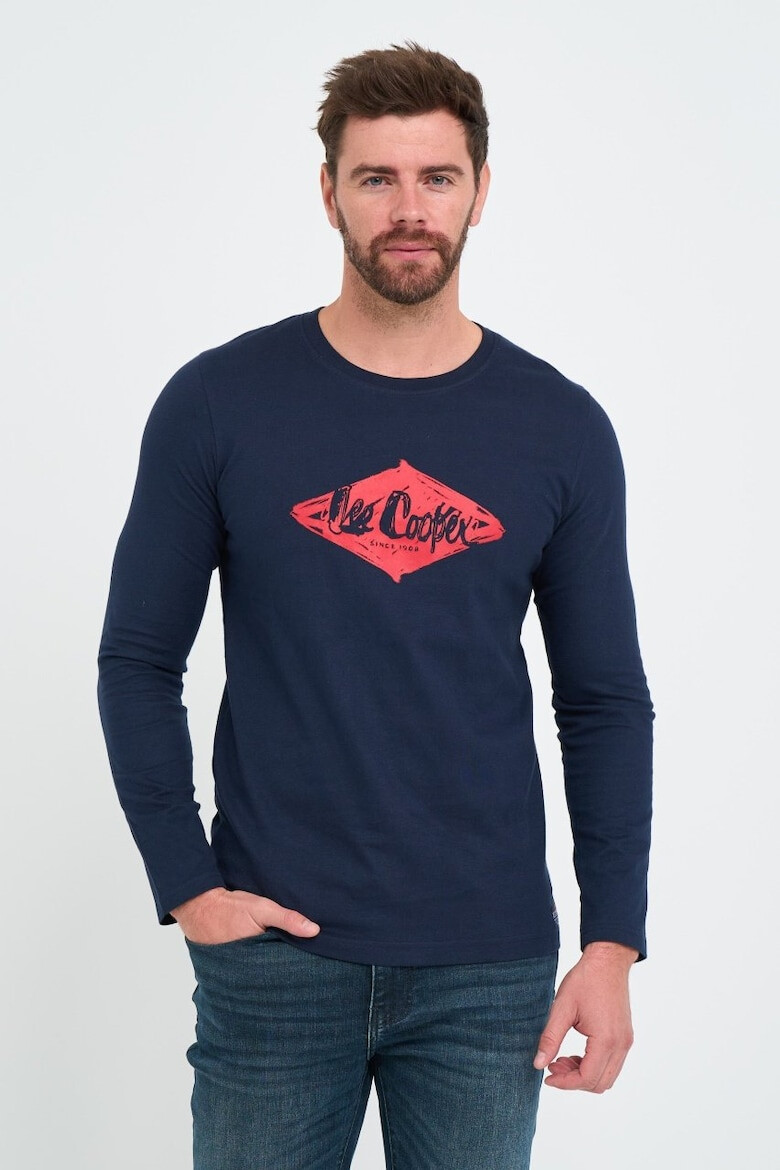 Lee Cooper Tricou barbat cu maneca lunga cu logo aplicat Albastru - Pled.ro