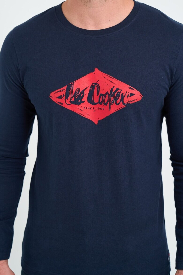 Lee Cooper Tricou barbat cu maneca lunga cu logo aplicat Albastru - Pled.ro