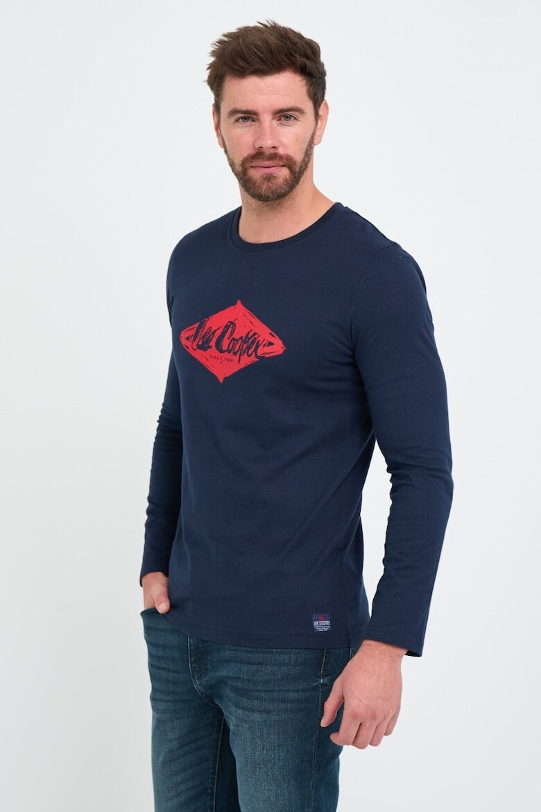 Lee Cooper Tricou barbat cu maneca lunga cu logo aplicat Albastru - Pled.ro