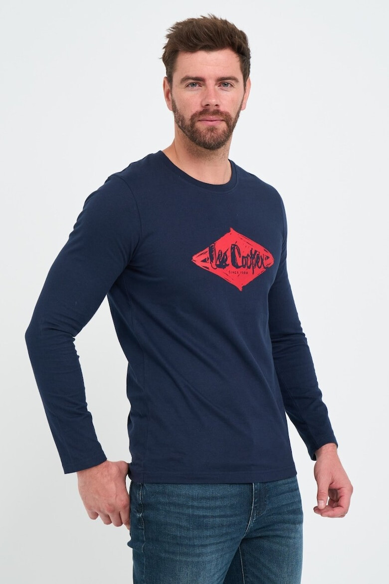 Lee Cooper Tricou barbat cu maneca lunga cu logo aplicat Albastru - Pled.ro