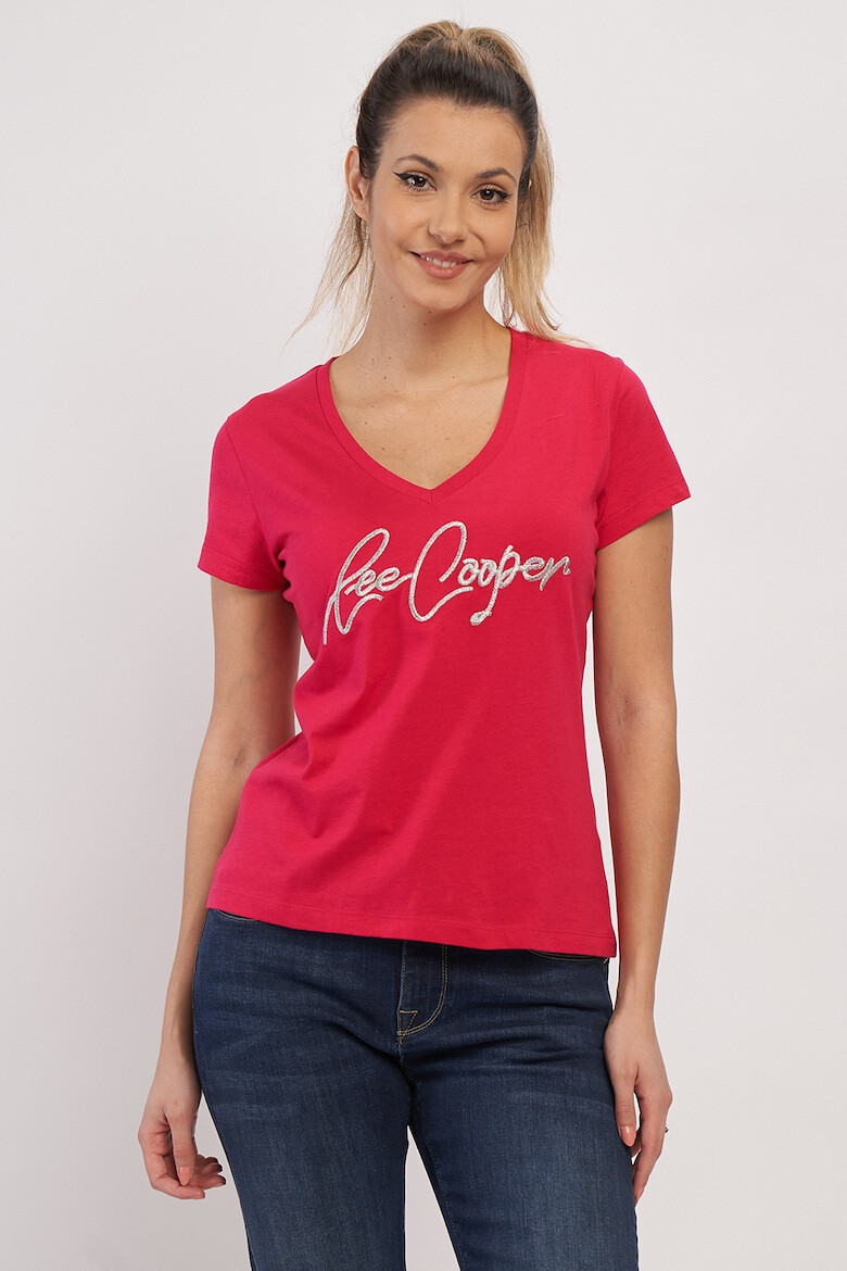 Lee Cooper Tricou cu decolteu in V si broderie logo - Pled.ro