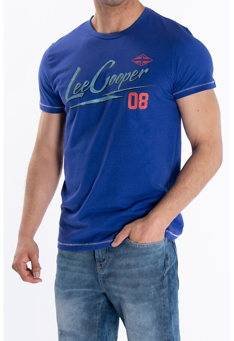 Lee Cooper Tricou cu decolteu la baza gatului si imprimeu logo - Pled.ro