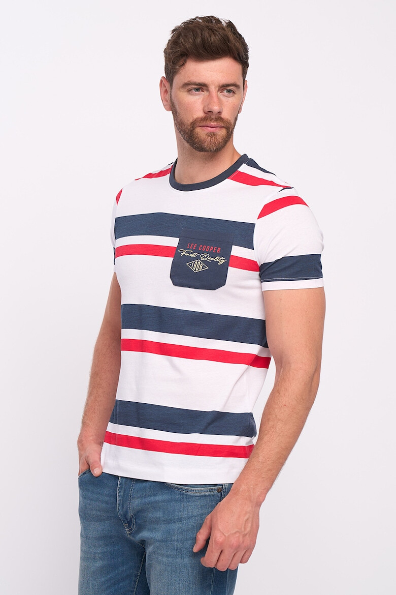 Lee Cooper Tricou cu dungi si buzunar pe piept - Pled.ro