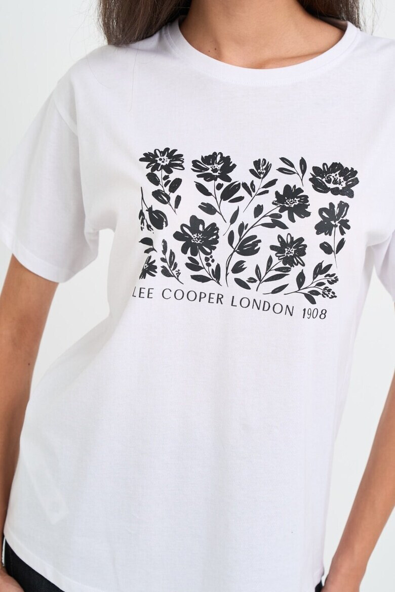 Lee Cooper Tricou dama cu imprimeu floral si detalii logo Alb - Pled.ro