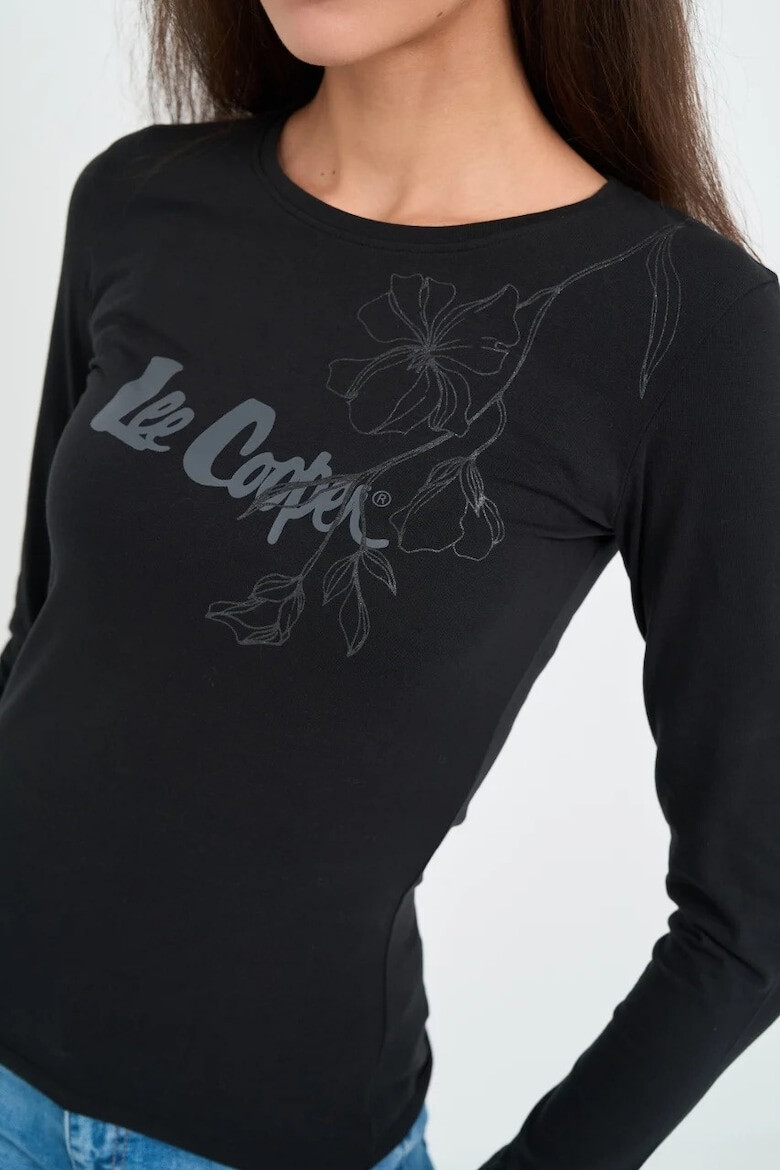 Lee Cooper Tricou dama cu maneca lunga si imprimeu logo Negru - Pled.ro