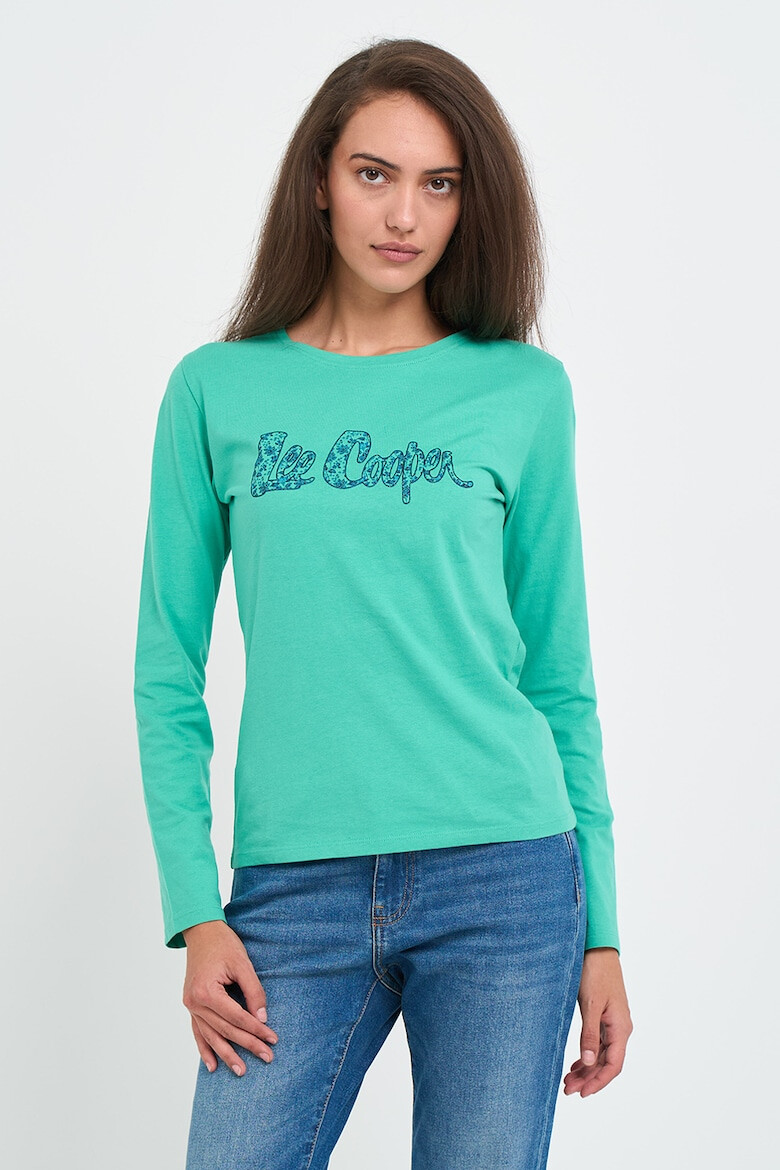 Lee Cooper Tricou dama cu maneca lunga si logo aplicat Verde - Pled.ro