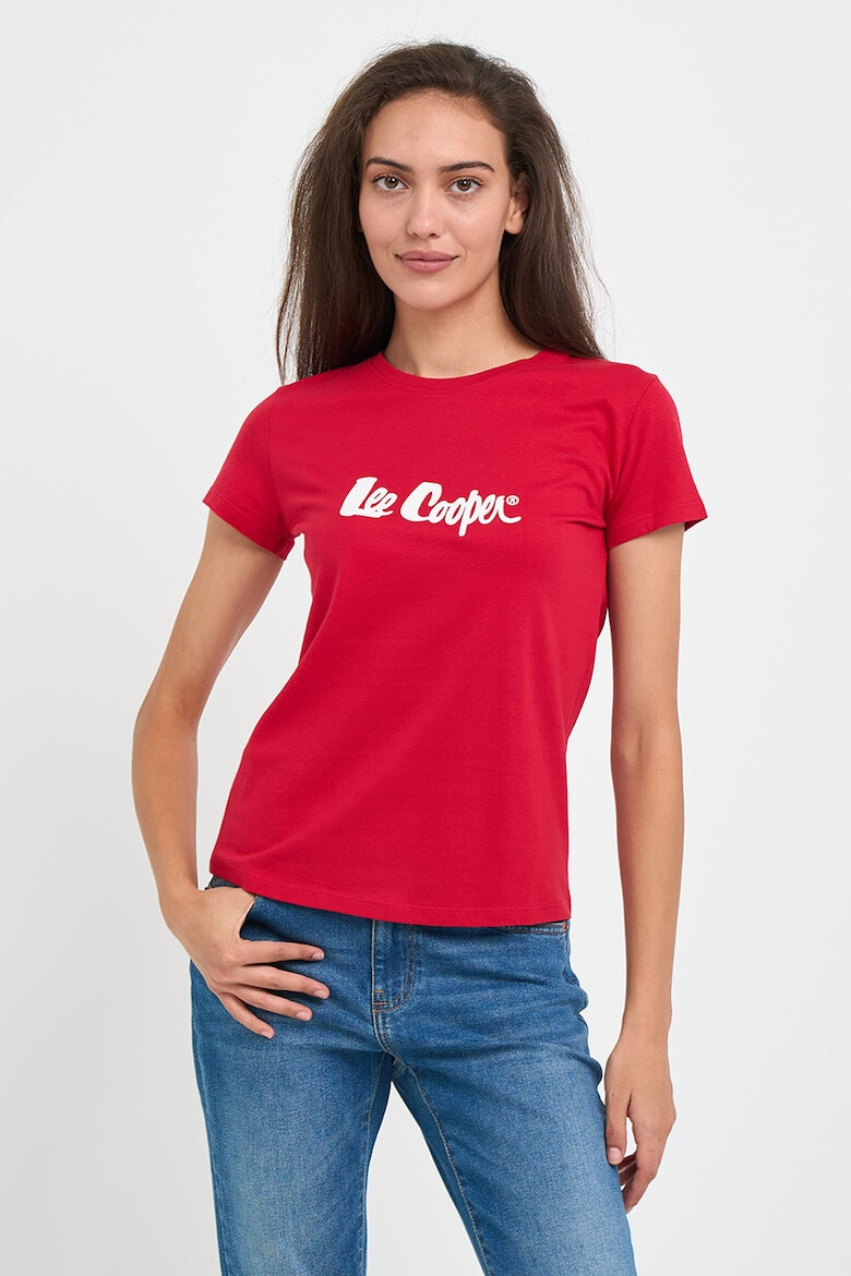 Lee Cooper Tricou dama cu maneca scurta si text logo Rosu - Pled.ro