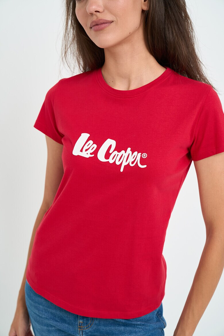 Lee Cooper Tricou dama cu maneca scurta si text logo Rosu - Pled.ro