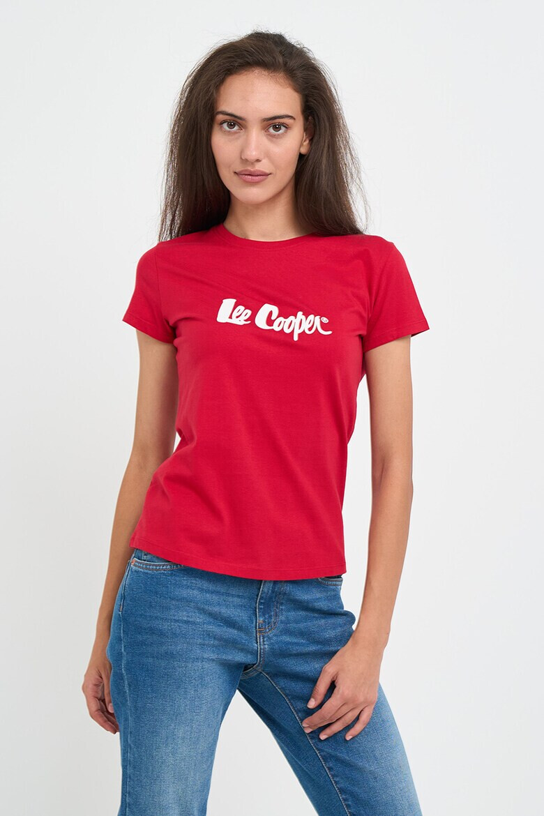 Lee Cooper Tricou dama cu maneca scurta si text logo Rosu - Pled.ro