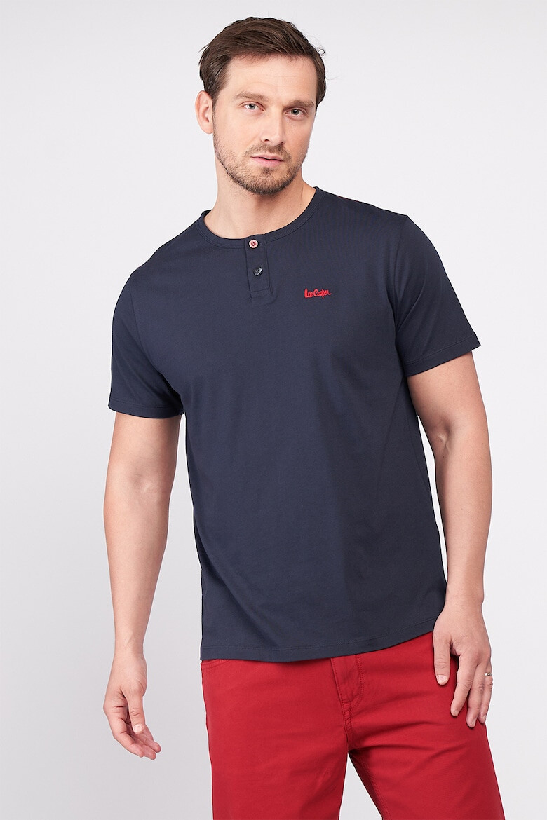 Lee Cooper Tricou de bumbac cu fenta cu nasturi - Pled.ro