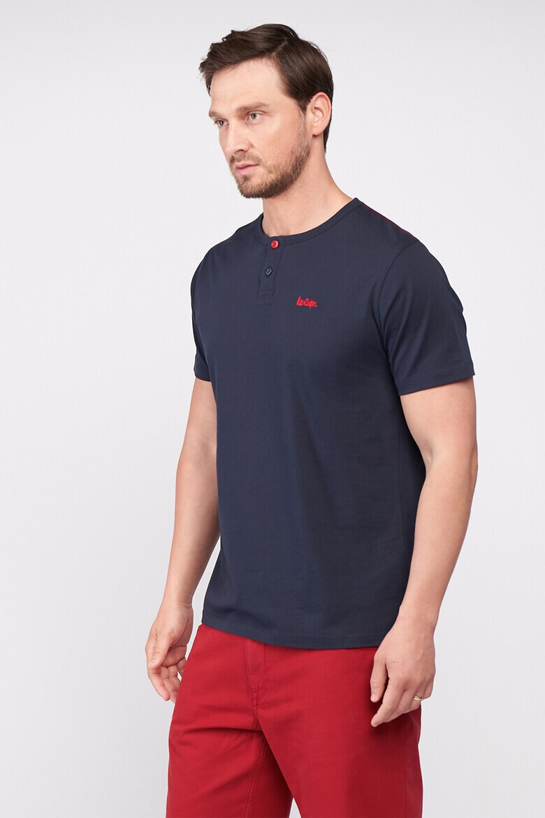 Lee Cooper Tricou de bumbac cu fenta cu nasturi - Pled.ro