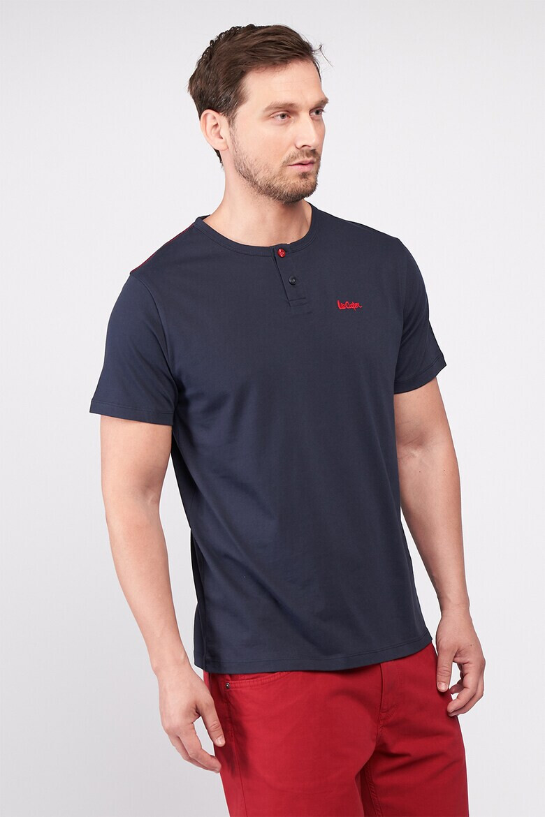 Lee Cooper Tricou de bumbac cu fenta cu nasturi - Pled.ro