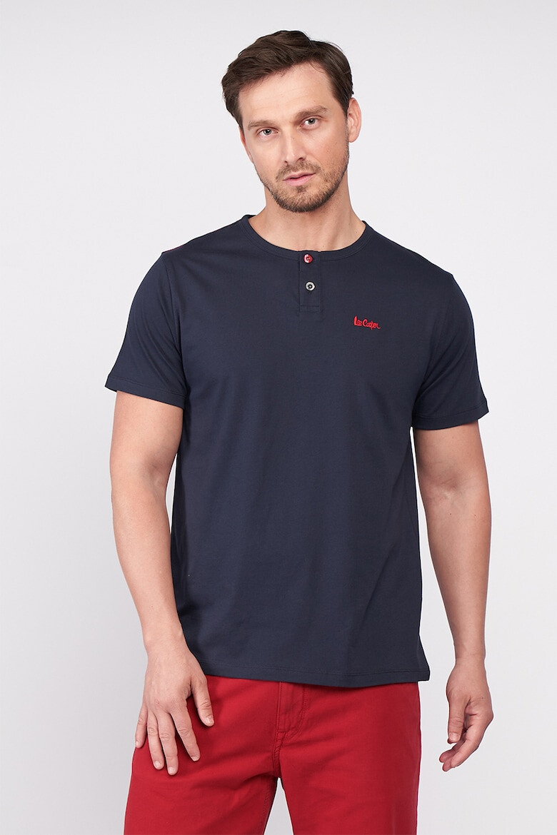 Lee Cooper Tricou de bumbac cu fenta cu nasturi - Pled.ro