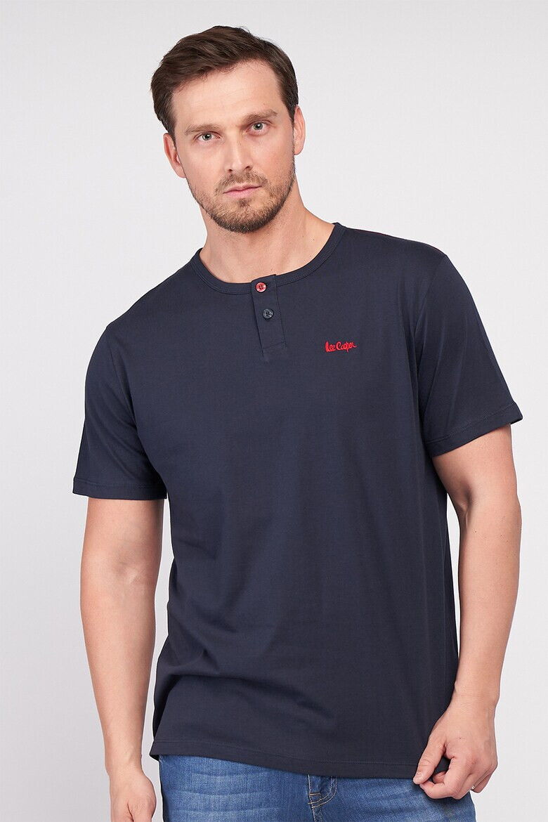 Lee Cooper Tricou de bumbac cu fenta cu nasturi - Pled.ro