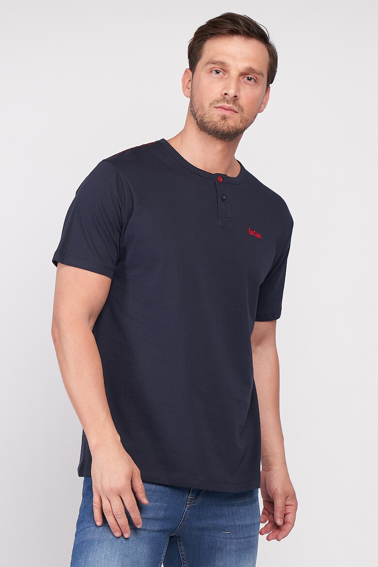 Lee Cooper Tricou de bumbac cu fenta cu nasturi - Pled.ro