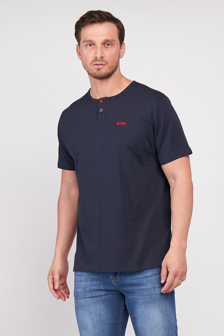 Lee Cooper Tricou de bumbac cu fenta cu nasturi - Pled.ro