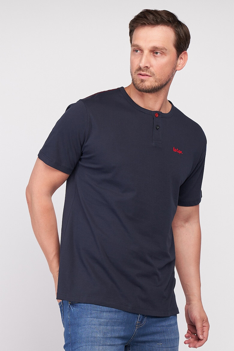 Lee Cooper Tricou de bumbac cu fenta cu nasturi - Pled.ro