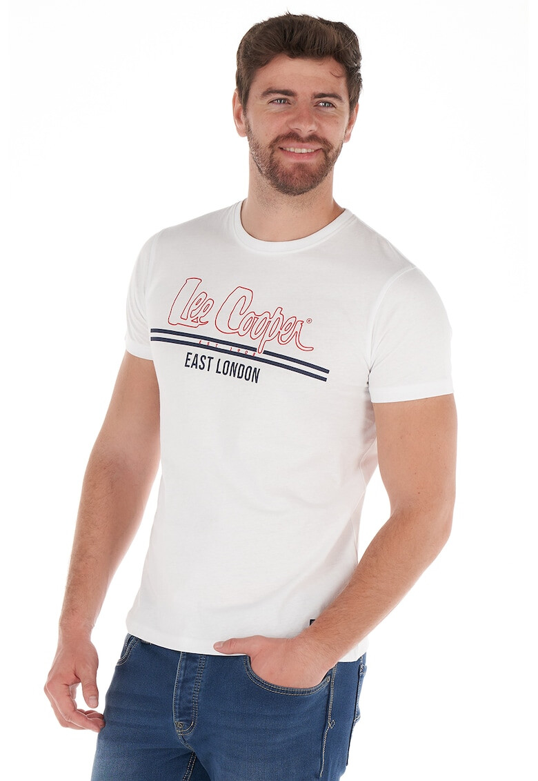 Lee Cooper Tricou din bumbac cu decolteu la baza gatului si imprimeu logo - Pled.ro