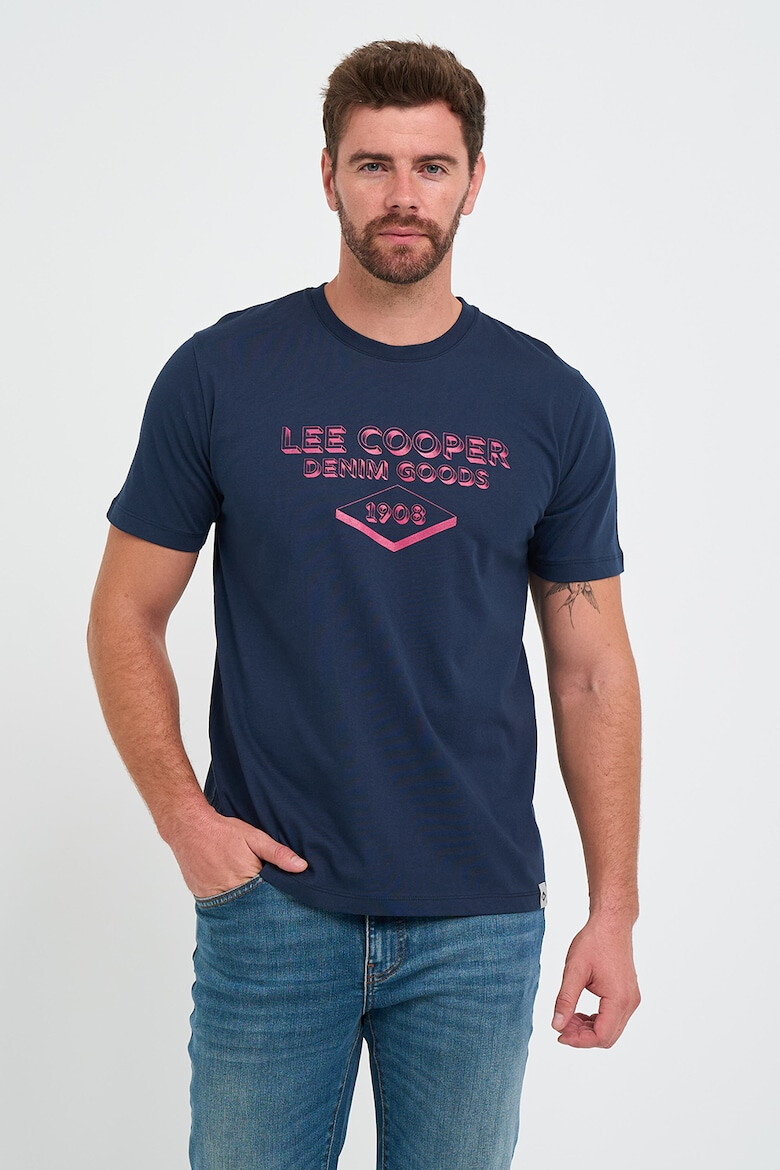 Lee Cooper Tricou din bumbac cu decolteu la baza gatului si imprimeu logo - Pled.ro