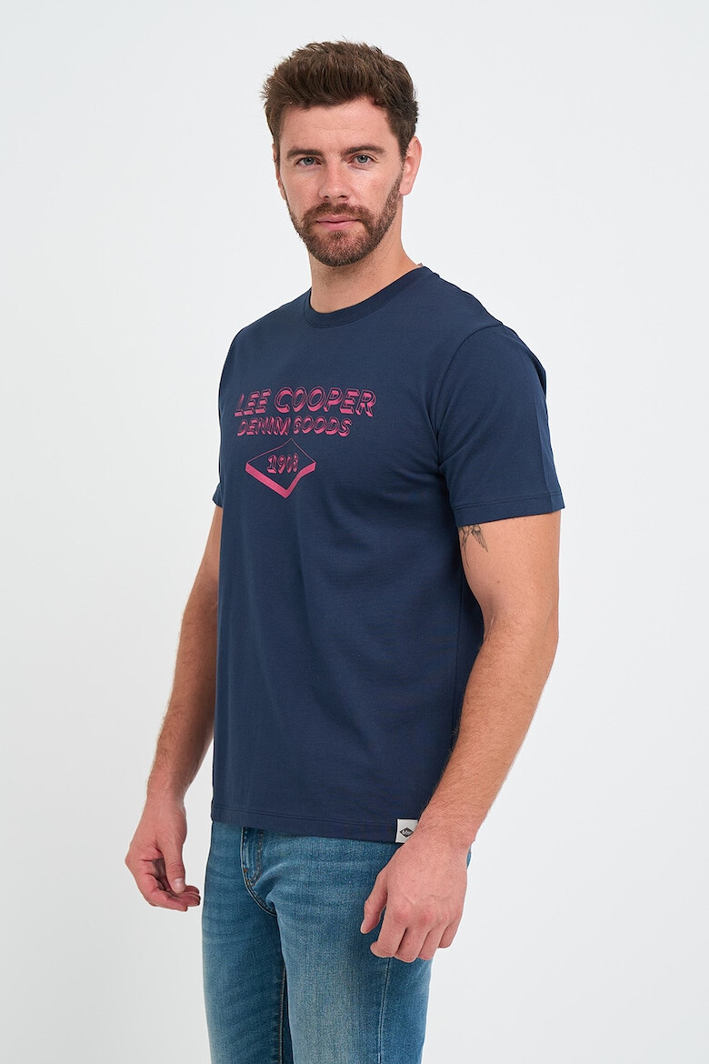 Lee Cooper Tricou din bumbac cu decolteu la baza gatului si imprimeu logo - Pled.ro