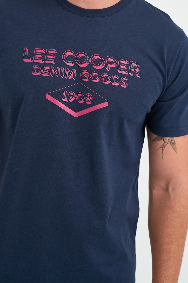 Lee Cooper Tricou din bumbac cu decolteu la baza gatului si imprimeu logo - Pled.ro