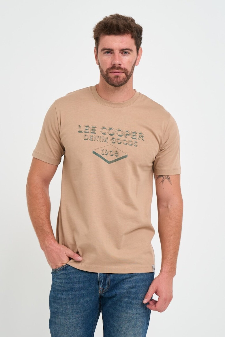 Lee Cooper Tricou din bumbac cu decolteu la baza gatului si imprimeu logo - Pled.ro