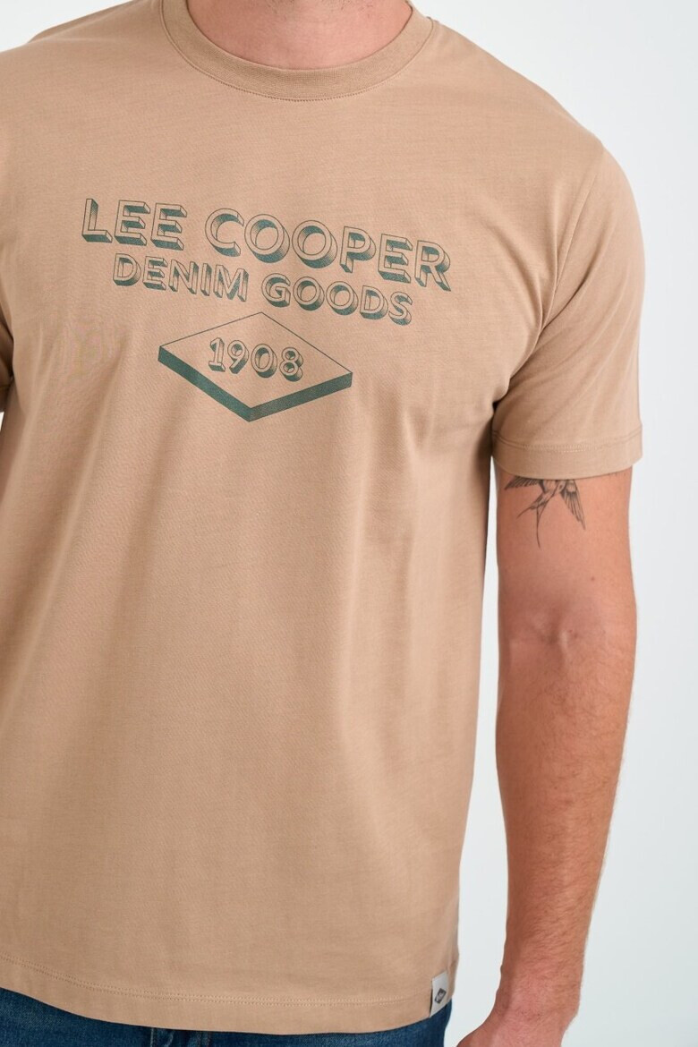 Lee Cooper Tricou din bumbac cu decolteu la baza gatului si imprimeu logo - Pled.ro