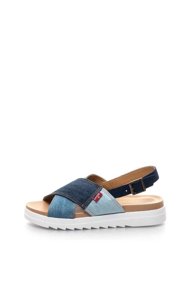 Levi's Sandale slingback din piele si material textil cu talpa wedge - Pled.ro