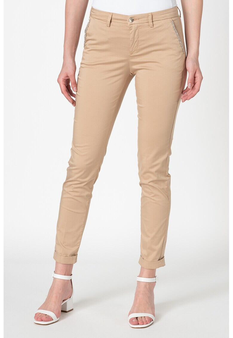 Liu Jo Pantaloni chino crop cu aplicatii din strasuri - Pled.ro