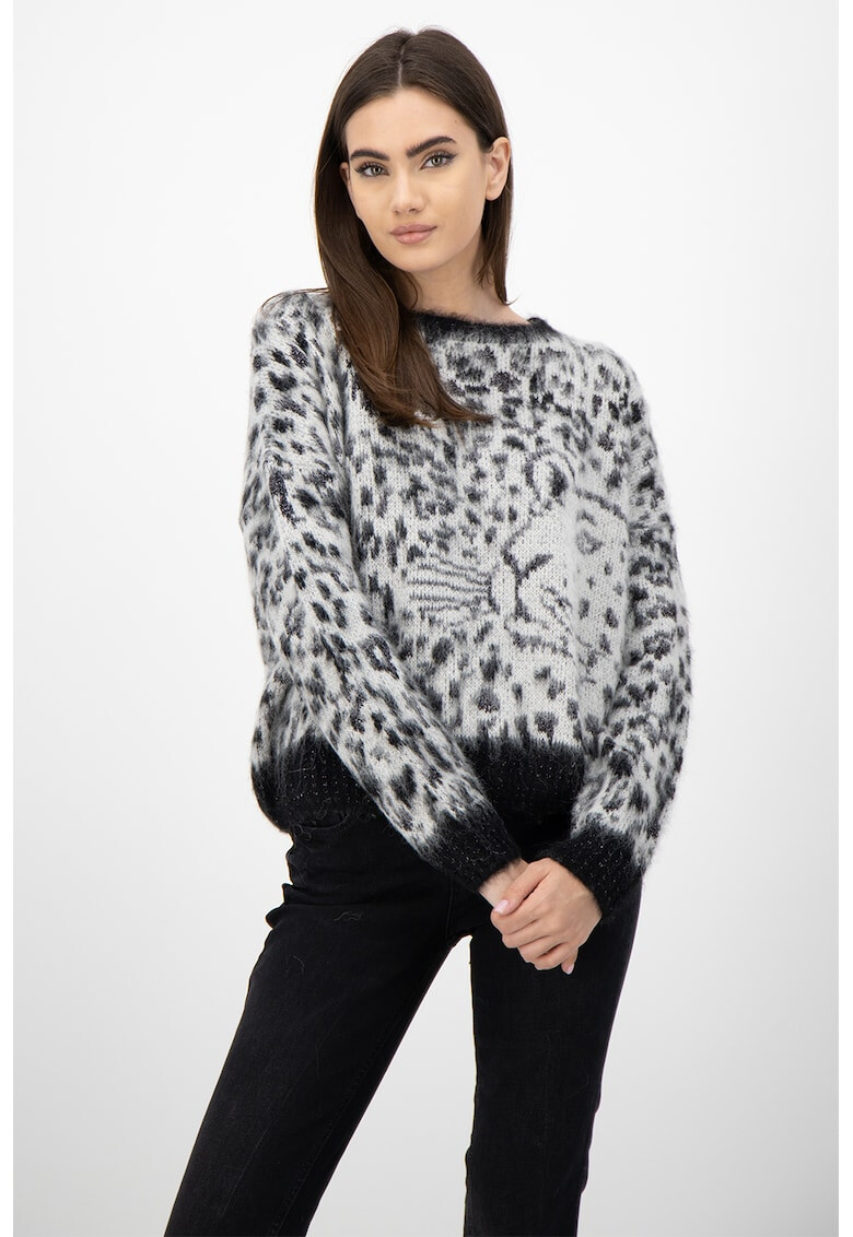 Liu Jo Pulover din amestec de lana alpaca cu model animal print - Pled.ro