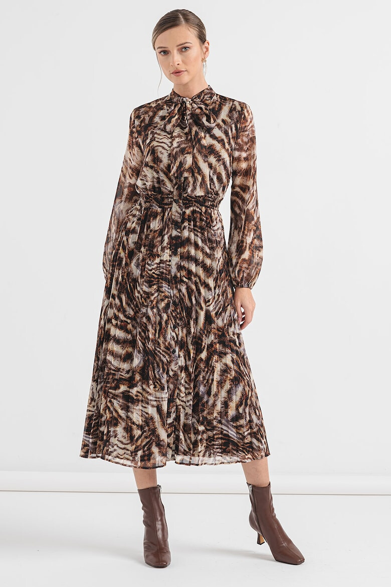 Liu Jo Rochie midi cu pliuri si animal print - Pled.ro