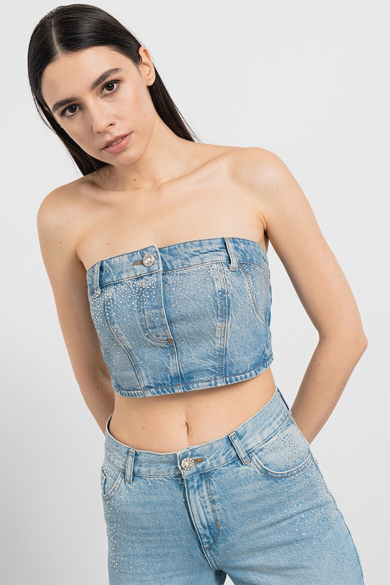 Liu Jo Top-tub din denim cu aplicatii cu strasuri - Pled.ro