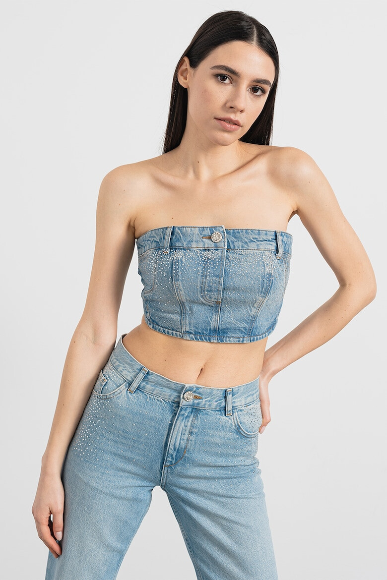 Liu Jo Top-tub din denim cu aplicatii cu strasuri - Pled.ro