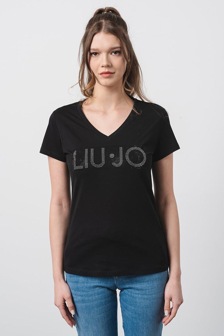 Liu Jo Tricou de bumbac cu decolteu in V si logo - Pled.ro