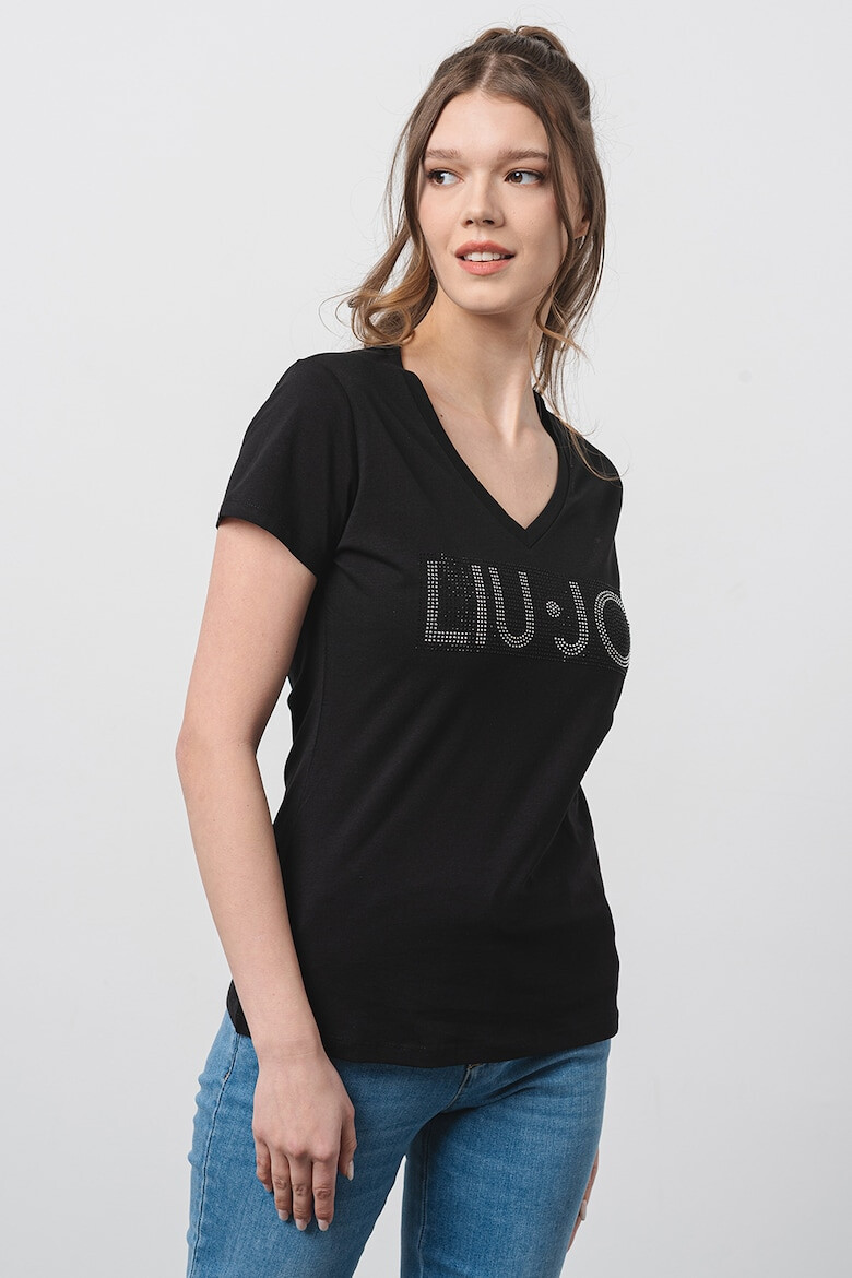 Liu Jo Tricou de bumbac cu decolteu in V si logo - Pled.ro