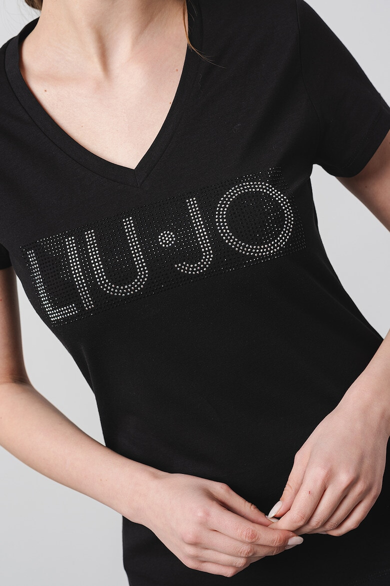 Liu Jo Tricou de bumbac cu decolteu in V si logo - Pled.ro