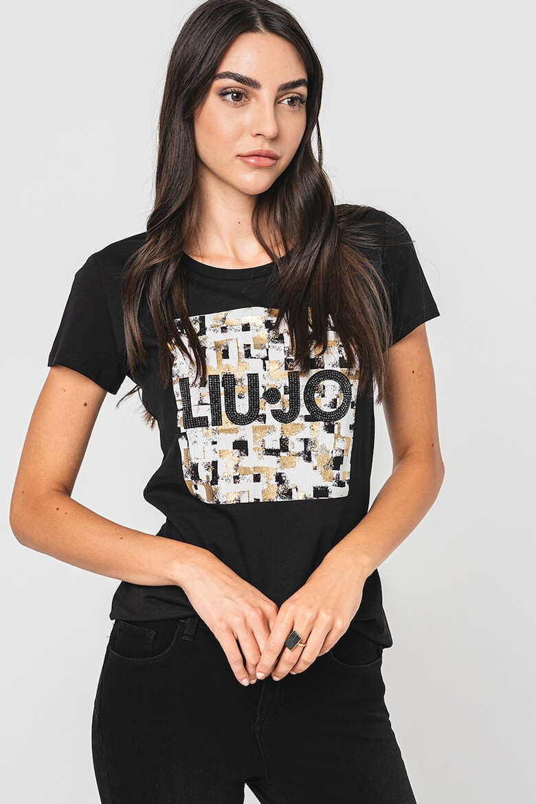 Liu Jo Tricou de bumbac cu imprimeu logo si strasuri - Pled.ro