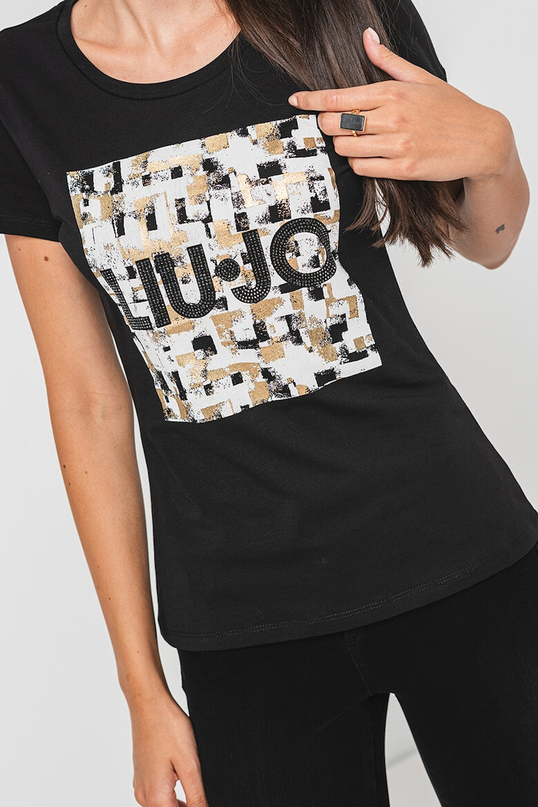 Liu Jo Tricou de bumbac cu imprimeu logo si strasuri - Pled.ro