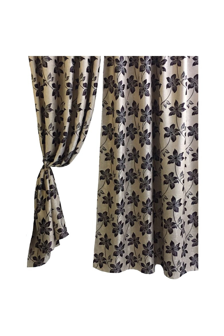 LIZ LINE Set 2 draperii black-out cu rejansa Flowers poliester - Pled.ro